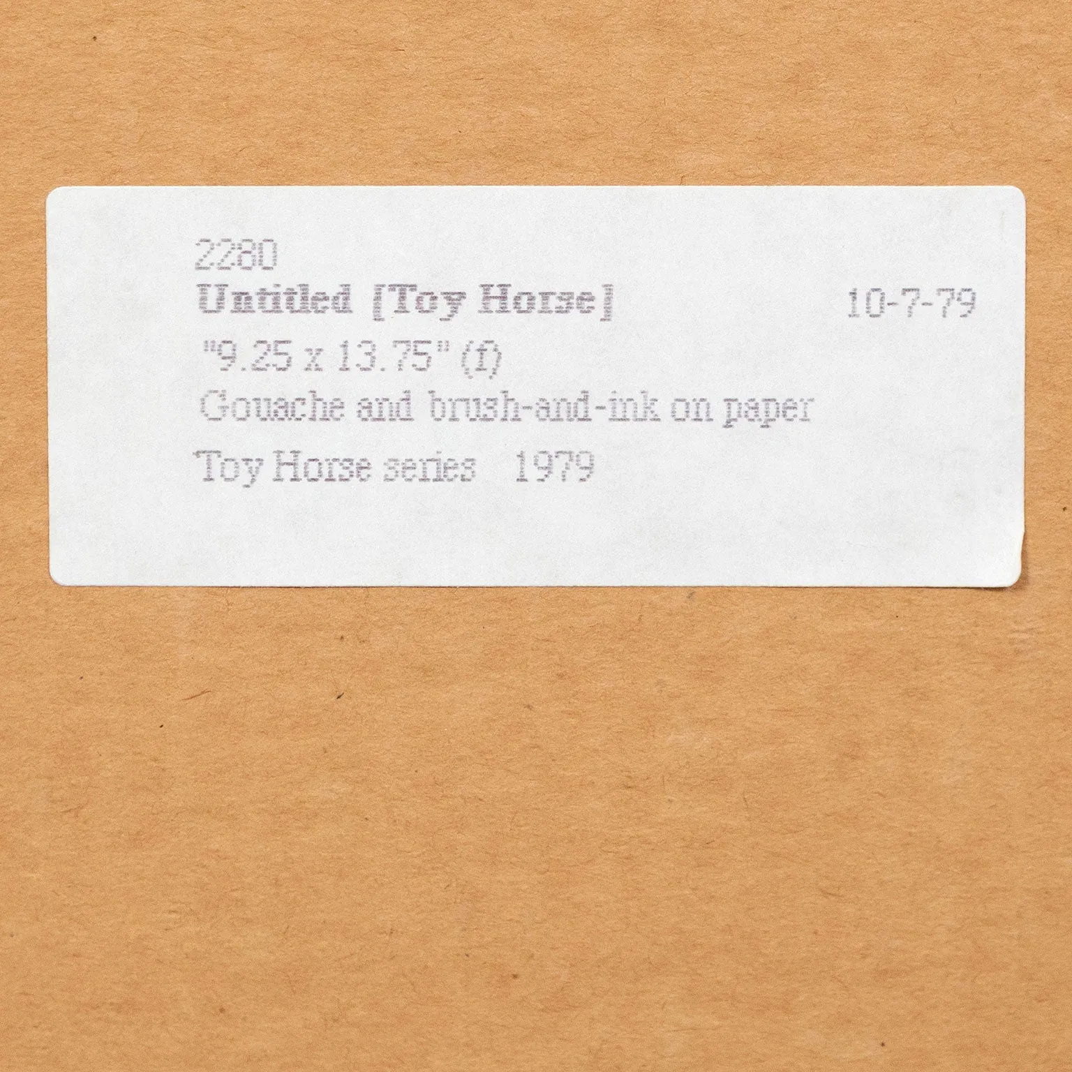 HAROLD TOWN "TOY HORSE" GOUACHE ON PAPER, 1979