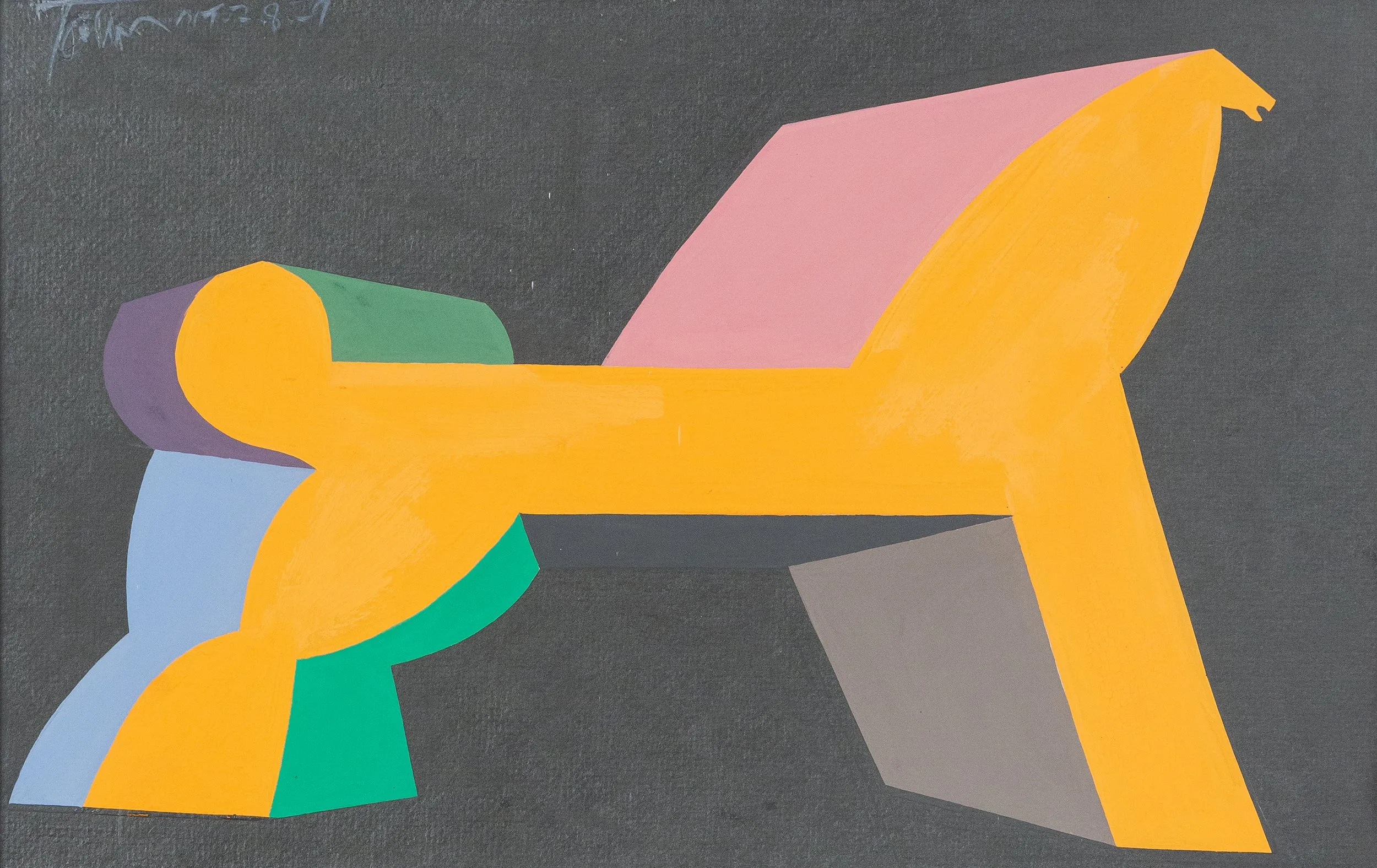 HAROLD TOWN "TOY HORSE" GOUACHE ON PAPER, 1979