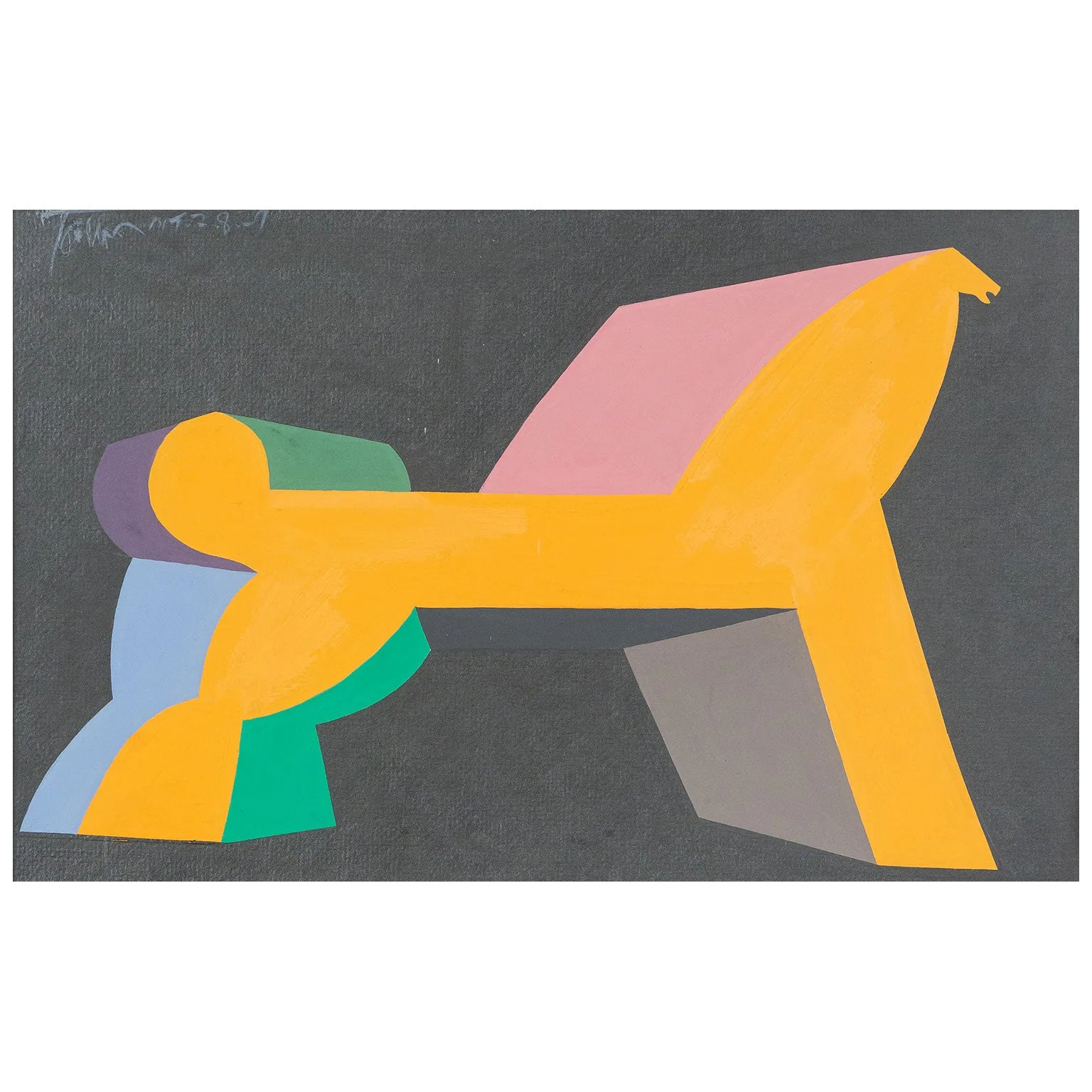 HAROLD TOWN "TOY HORSE" GOUACHE ON PAPER, 1979