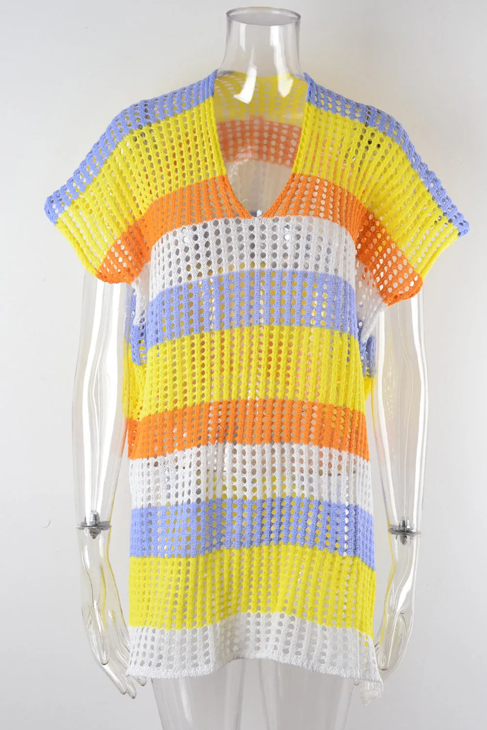 Hazel Blues® |  Slit Color Block V-Neck Cover-Up