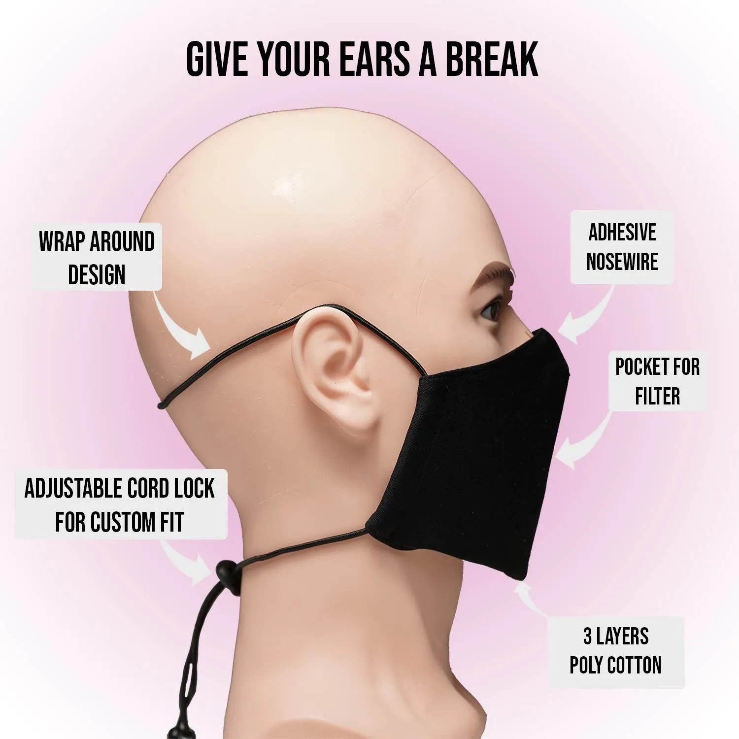 Heathered Pink PI face mask with pocket