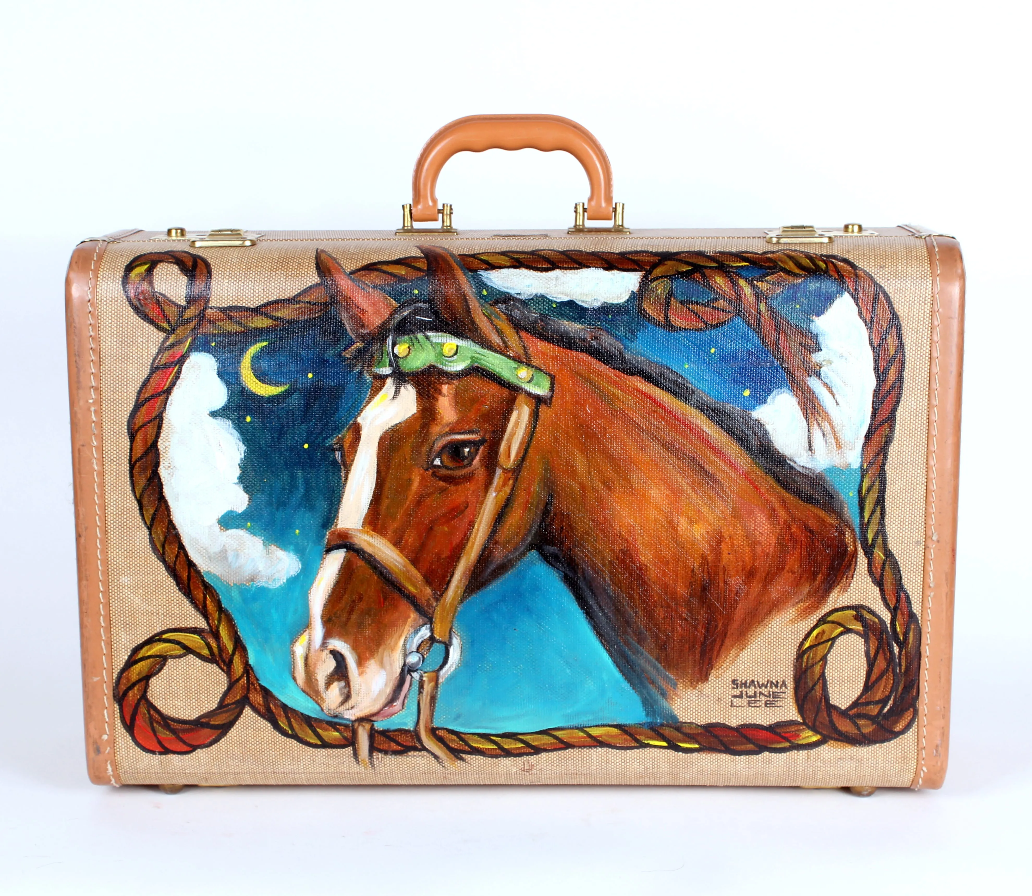 Horse Portrait Painting on Suitcase by Shawna June Lee