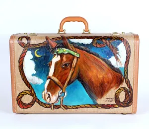 Horse Portrait Painting on Suitcase by Shawna June Lee
