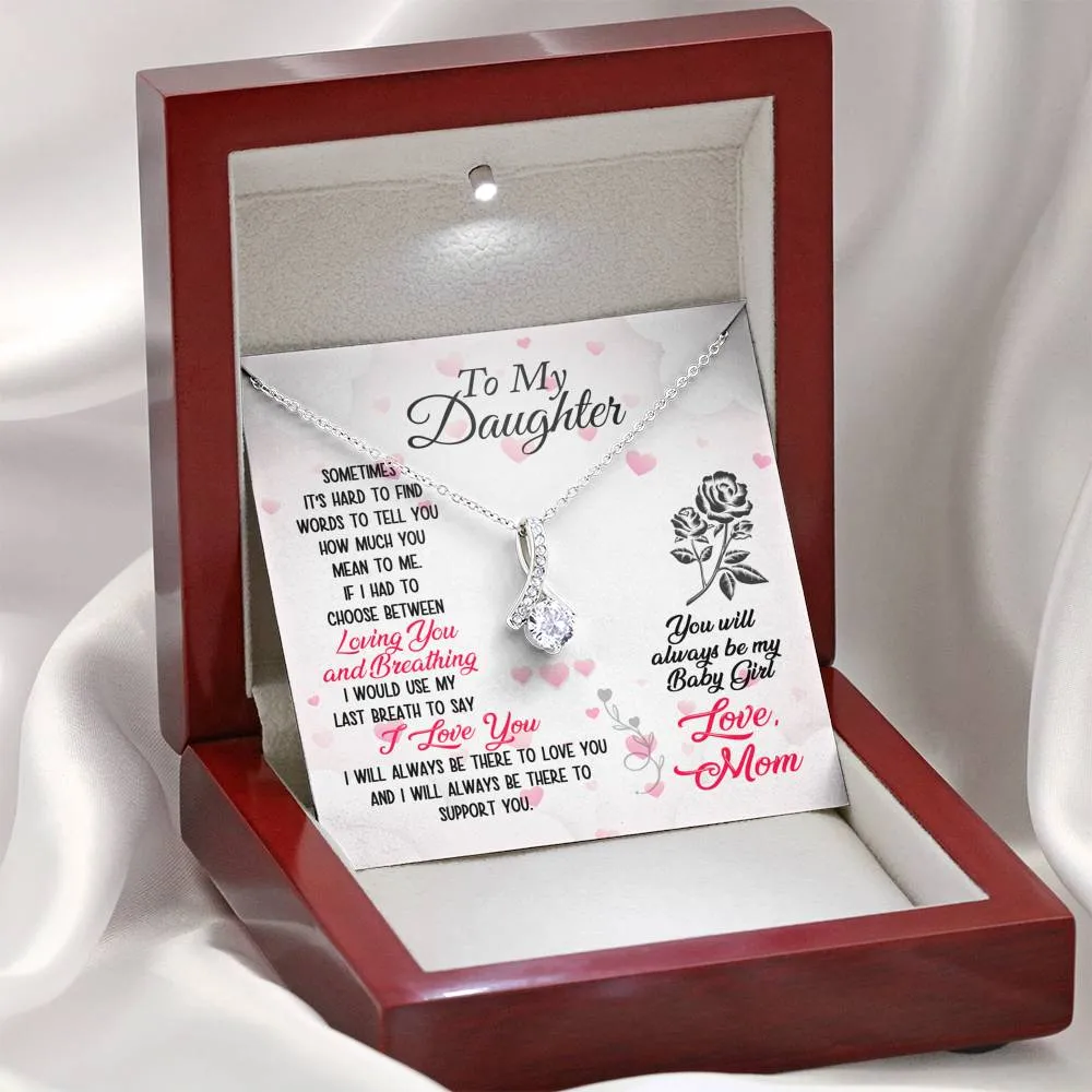 I love and support you-Alluring Beauty Solitaire Necklace for Daughter