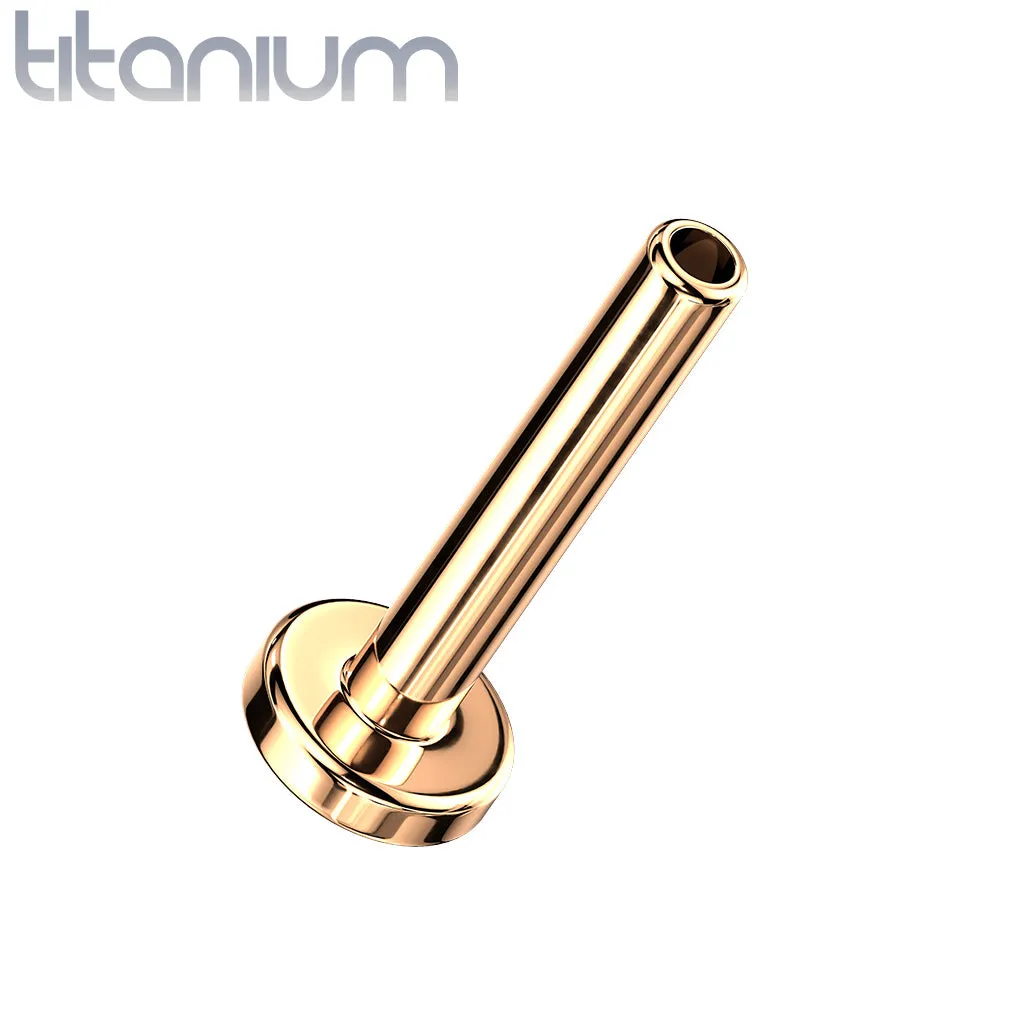 Implant Grade Titanium Rose Gold PVD Threadless Push In Labret Black Marquise CZ Stud