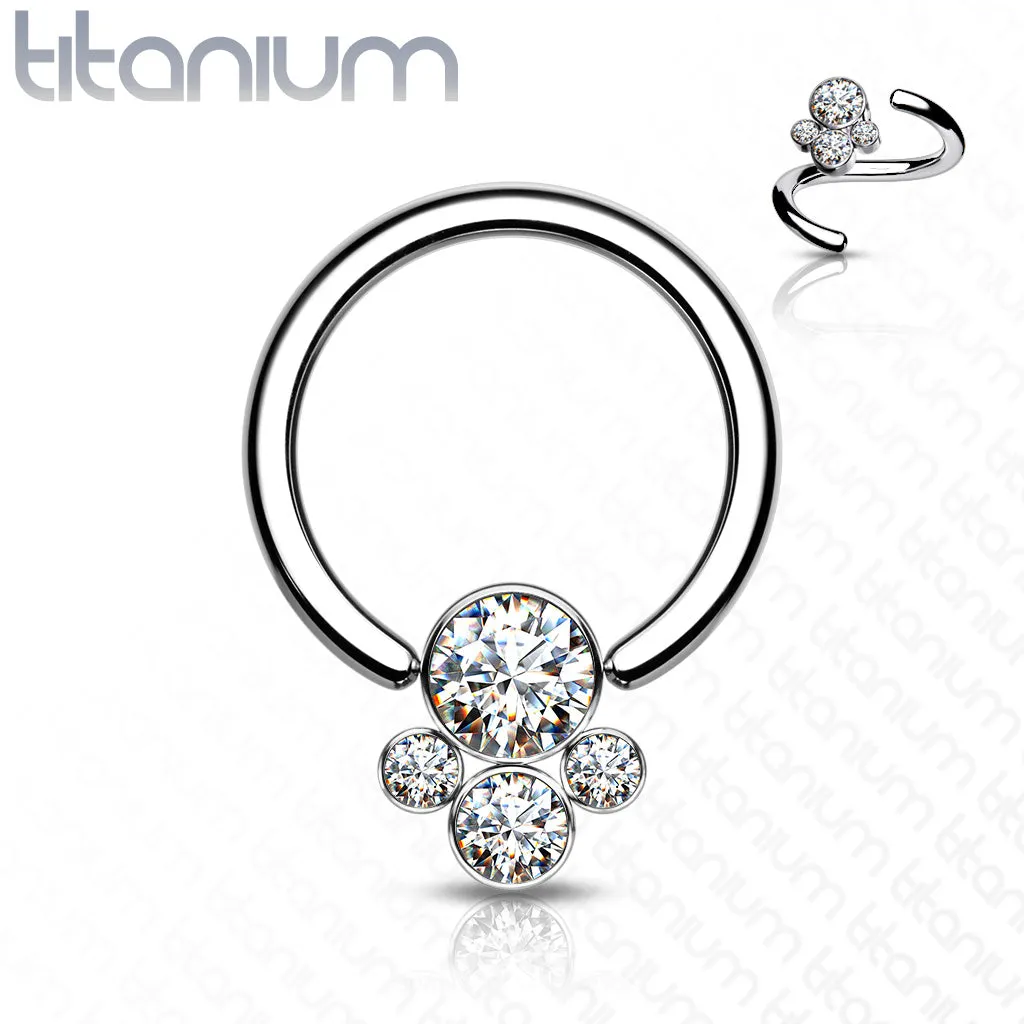 Implant Titanium CZ Pet Paw Captive Rings Ear Cartilage Nose Septum Ring
