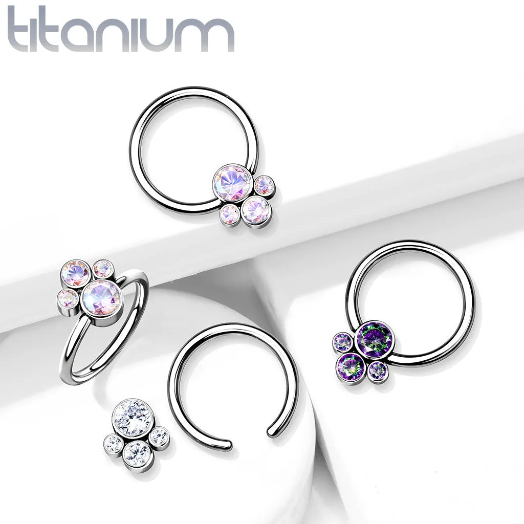 Implant Titanium CZ Pet Paw Captive Rings Ear Cartilage Nose Septum Ring