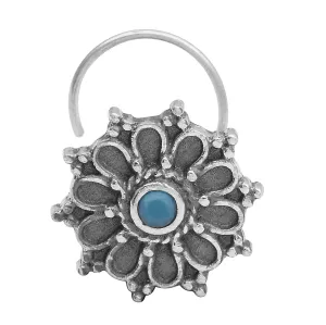 Indian Traditional Nose Pin 925 Sterling Silver Plated Nose Pin Vintage Style Oxidized Nose Pin