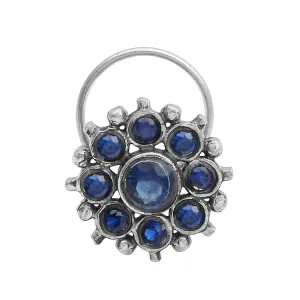 Indian Traditional Oxidized Nose Pin Vintage Style 925 Sterling Silver Plated Handmade Nose Pin