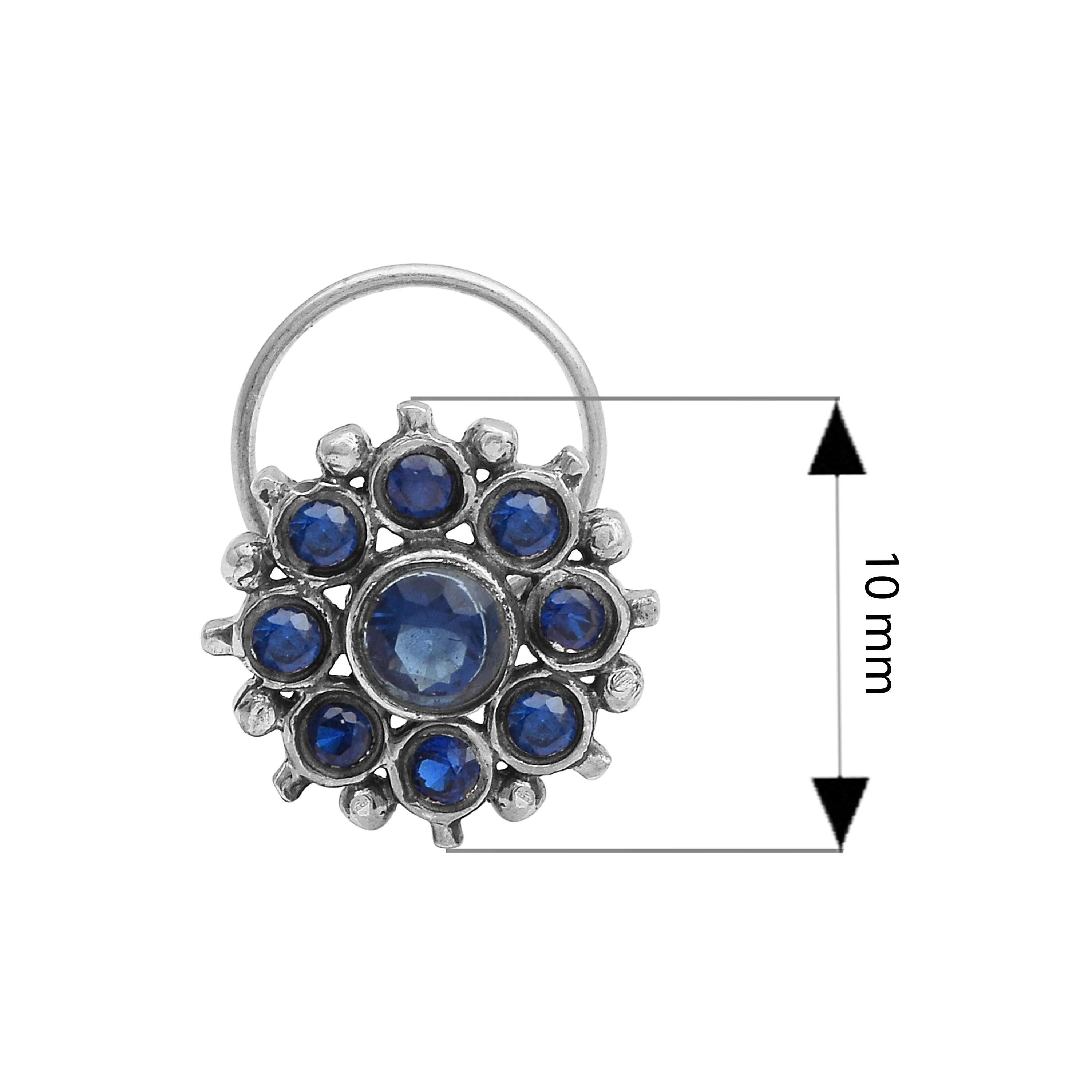 Indian Traditional Oxidized Nose Pin Vintage Style 925 Sterling Silver Plated Handmade Nose Pin