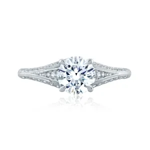 Intricate Modern Vintage Split Shank Knife Edge Solitaire