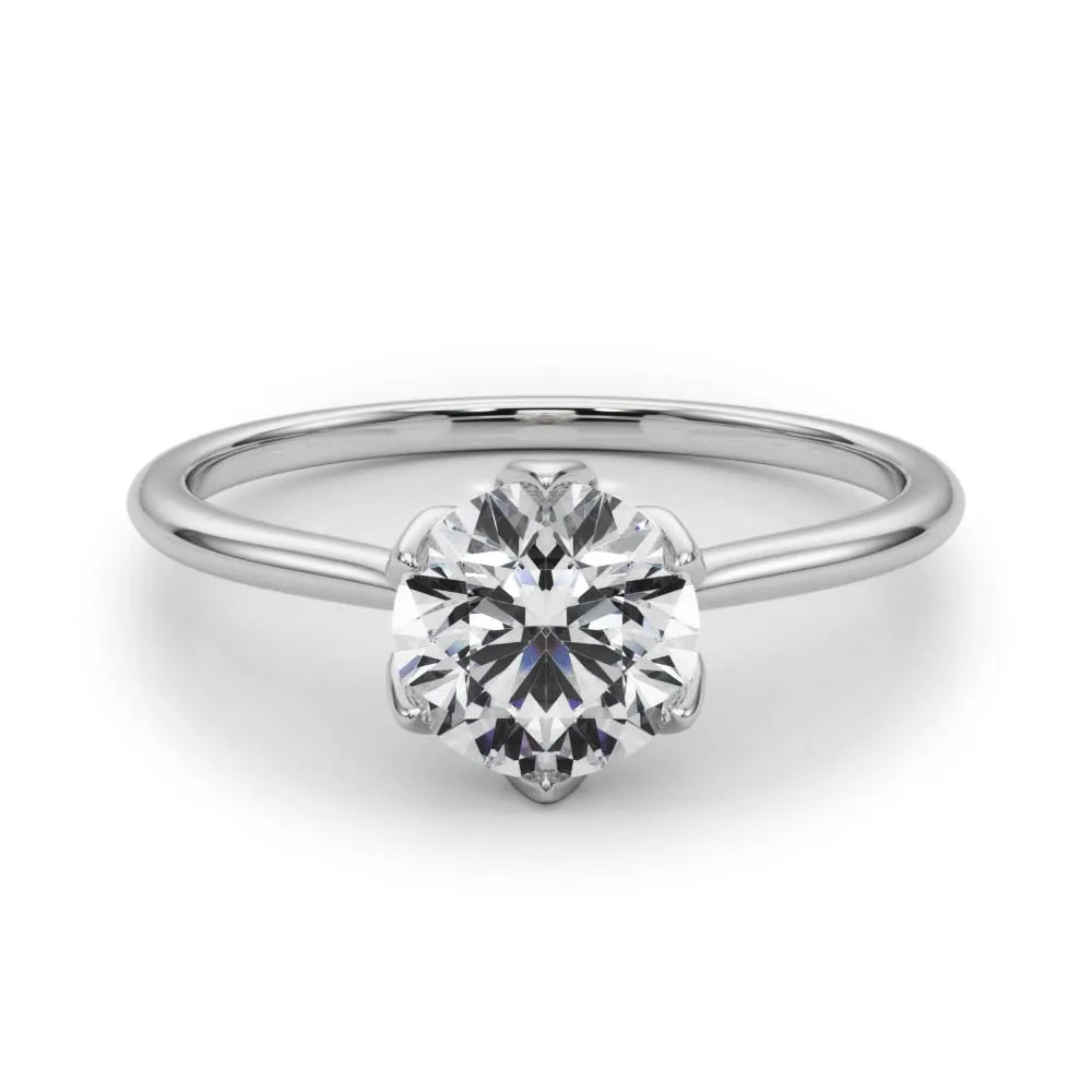 Irvine Round Petal Prongs Engagement Ring