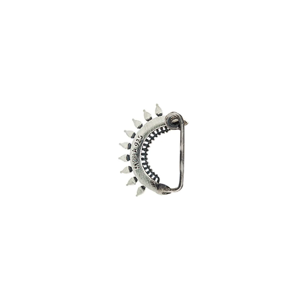 Isha Silver Nath/Nose Ring - Black, Right, Clip-On by Moha