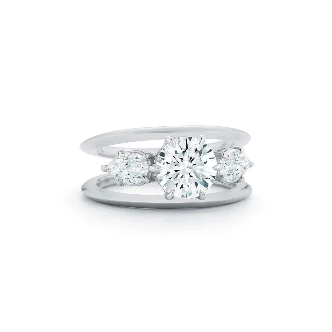 Jade Trau Sadie Three Stone Ring - Semi Mount