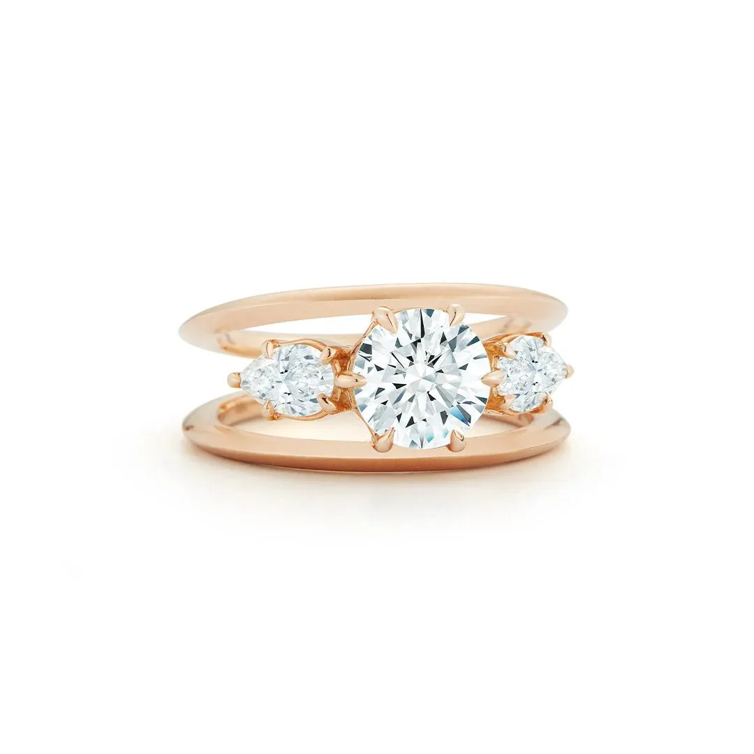 Jade Trau Sadie Three Stone Ring - Semi Mount
