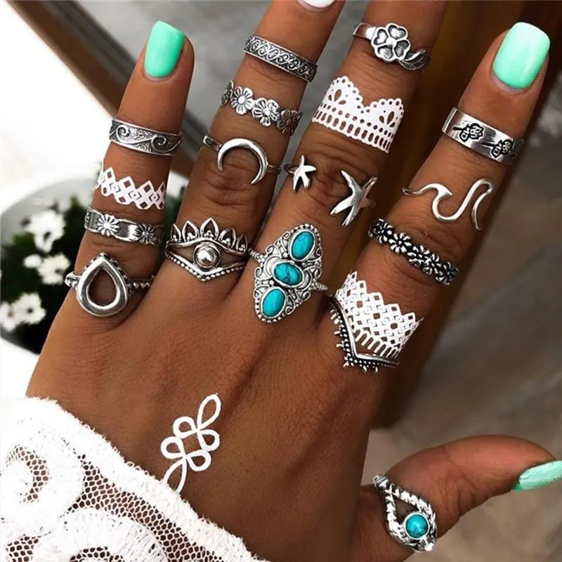 Jewellery -  Bohemian Vintage Midi Knuckle Rings Set