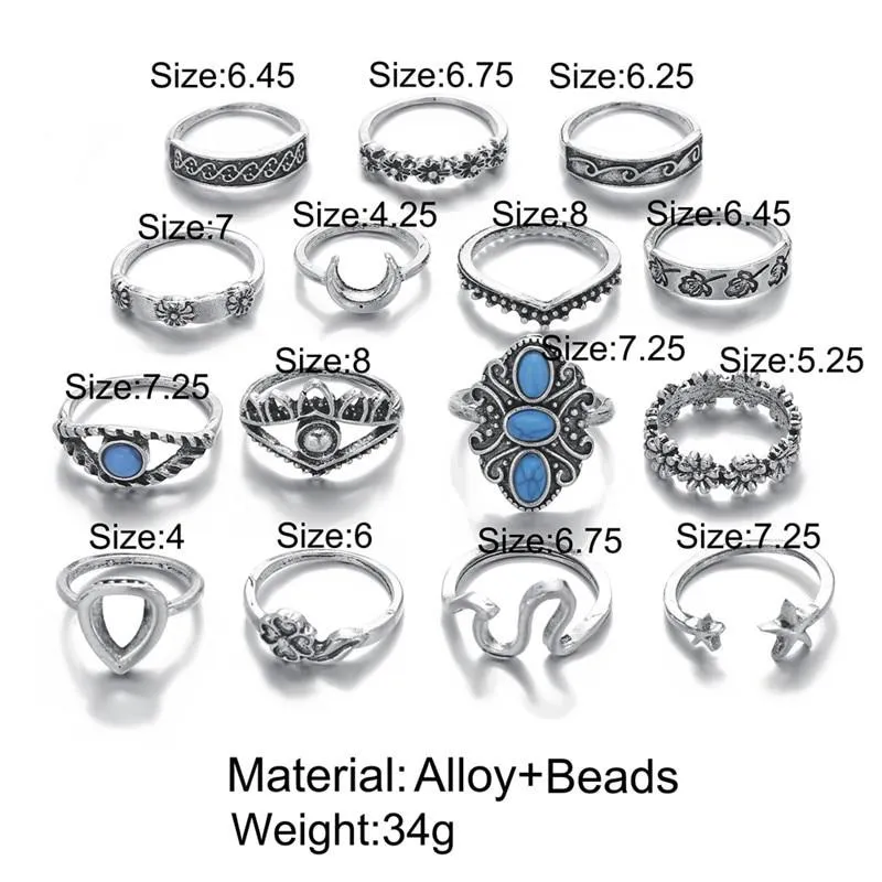 Jewellery -  Bohemian Vintage Midi Knuckle Rings Set