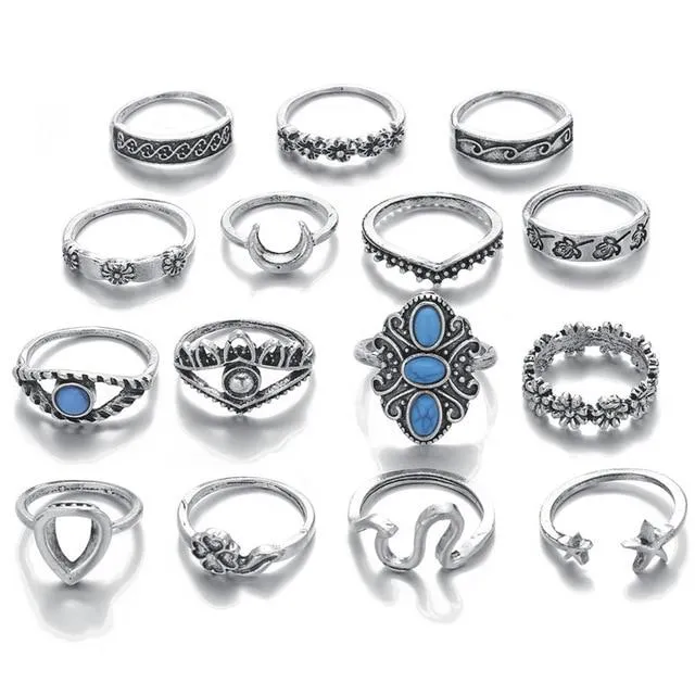 Jewellery -  Bohemian Vintage Midi Knuckle Rings Set