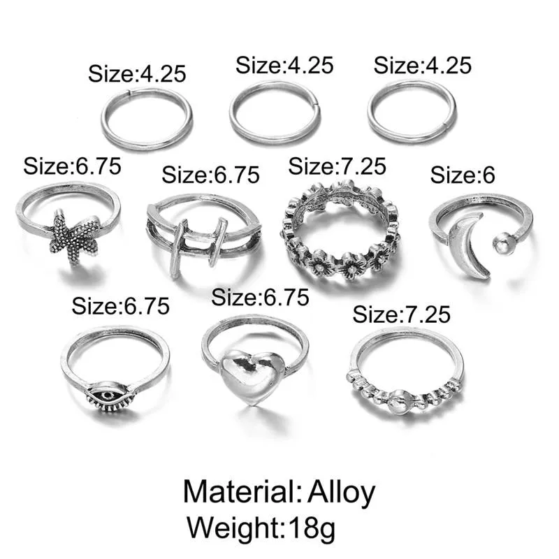 Jewellery -  Bohemian Vintage Midi Knuckle Rings Set