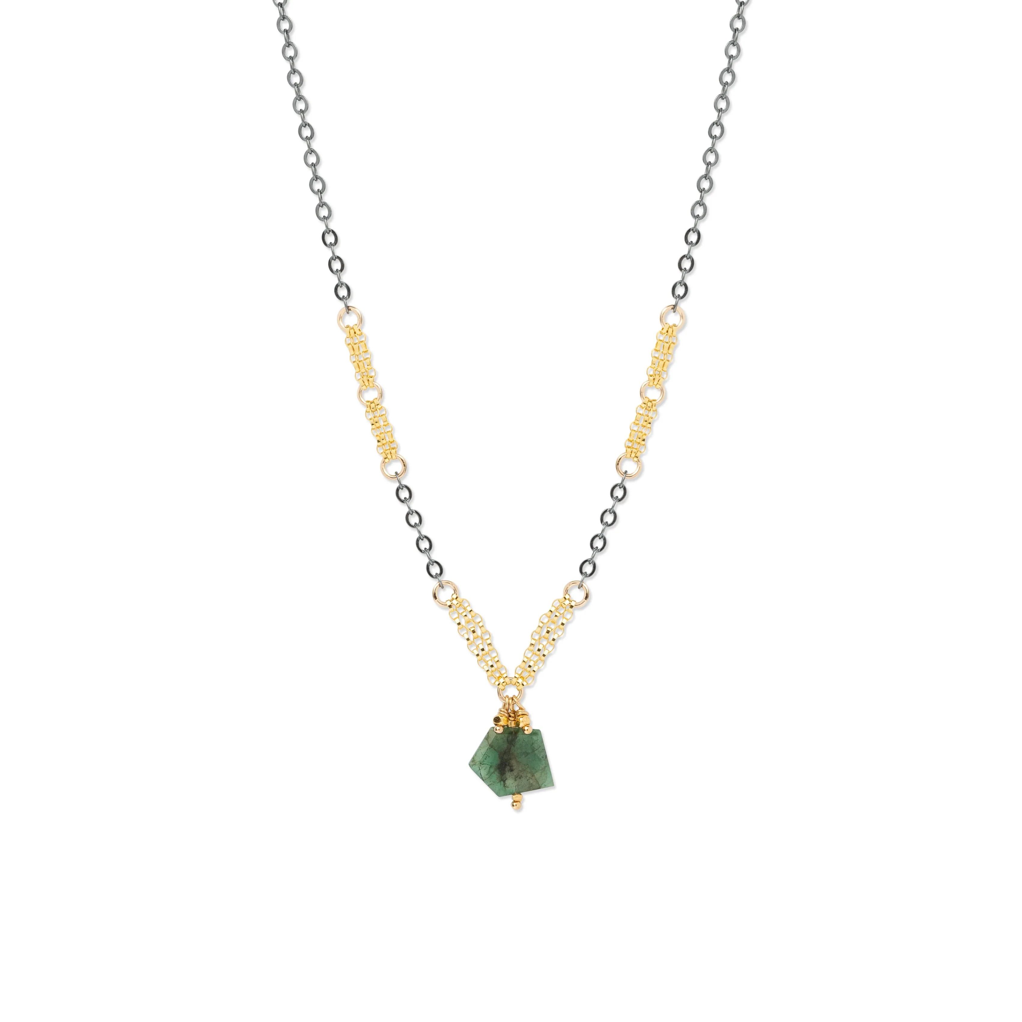 Kate Winternitz - Emerald Geometric Cut Necklace