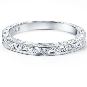 Kirk Kara "Stella" Scroll Engraved Milgrain Wedding Band
