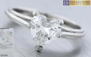 Ladies Modern Platinum 1.24ct Heart Brilliant Diamond Engagement Ring GIA