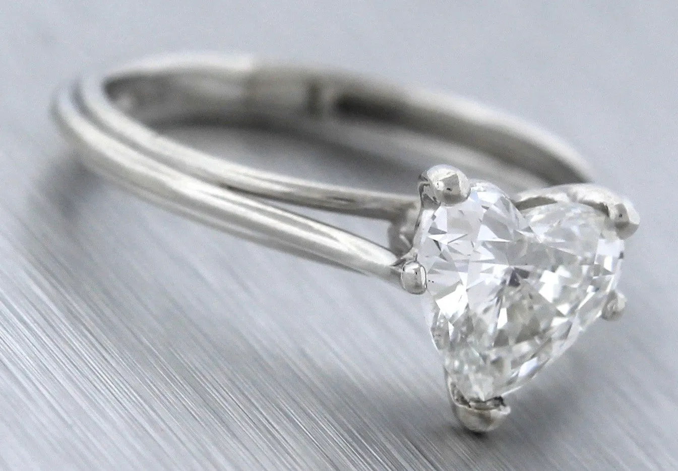Ladies Modern Platinum 1.24ct Heart Brilliant Diamond Engagement Ring GIA