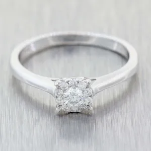 Ladies Modern Solid 14k White Gold .25ctw Diamond Halo Engagement Ring