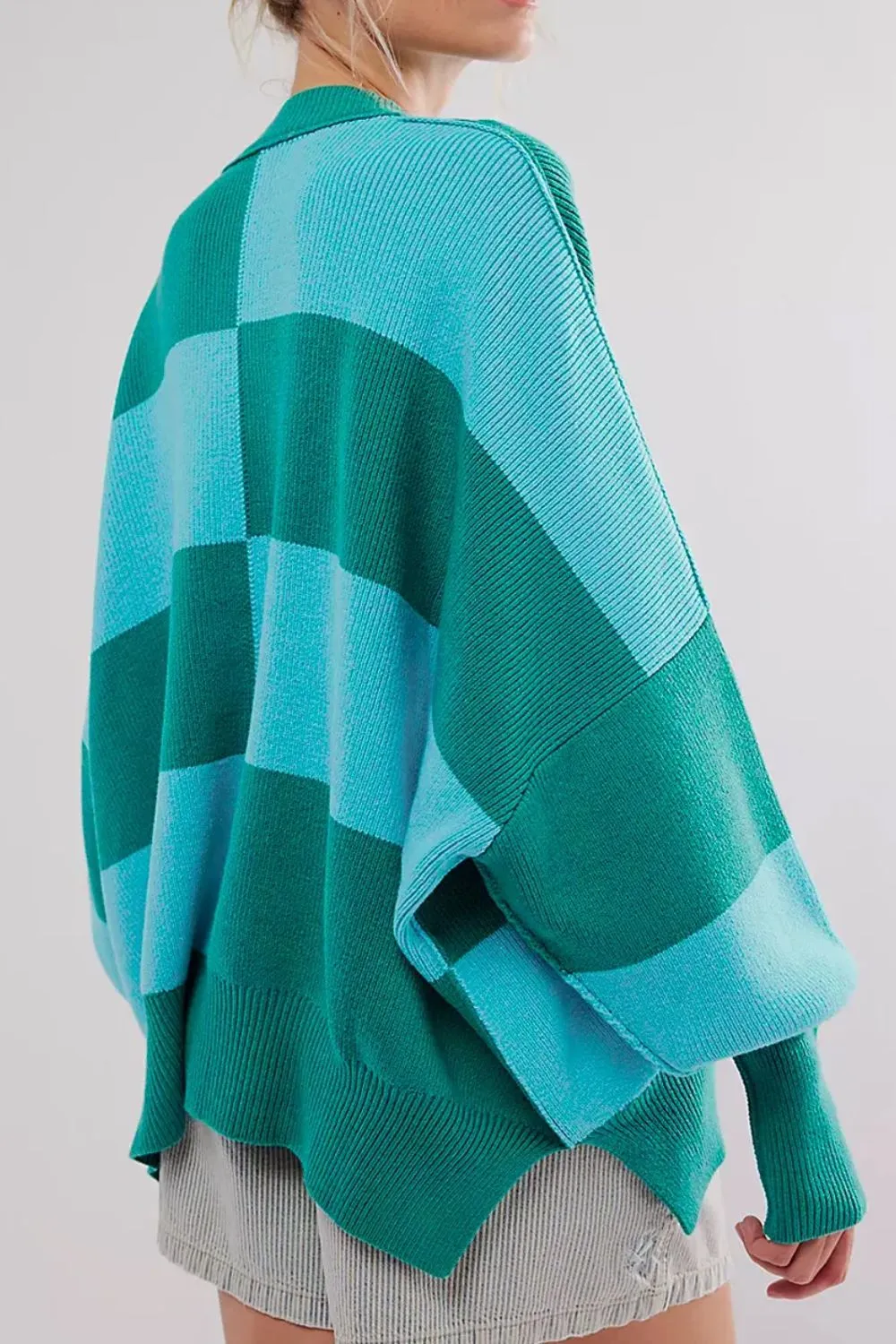 Lana Color Block Round Neck Long Sleeve Sweater