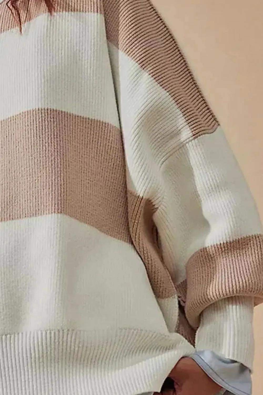 Lana Color Block Round Neck Long Sleeve Sweater