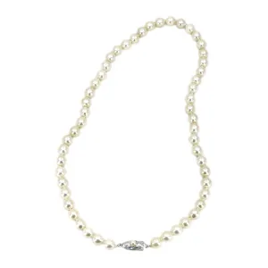 Large Semi-Baroque Vintage Japanese Saltwater Cultured Akoya Pearl Necklace - Sterling Silver 18 Inch