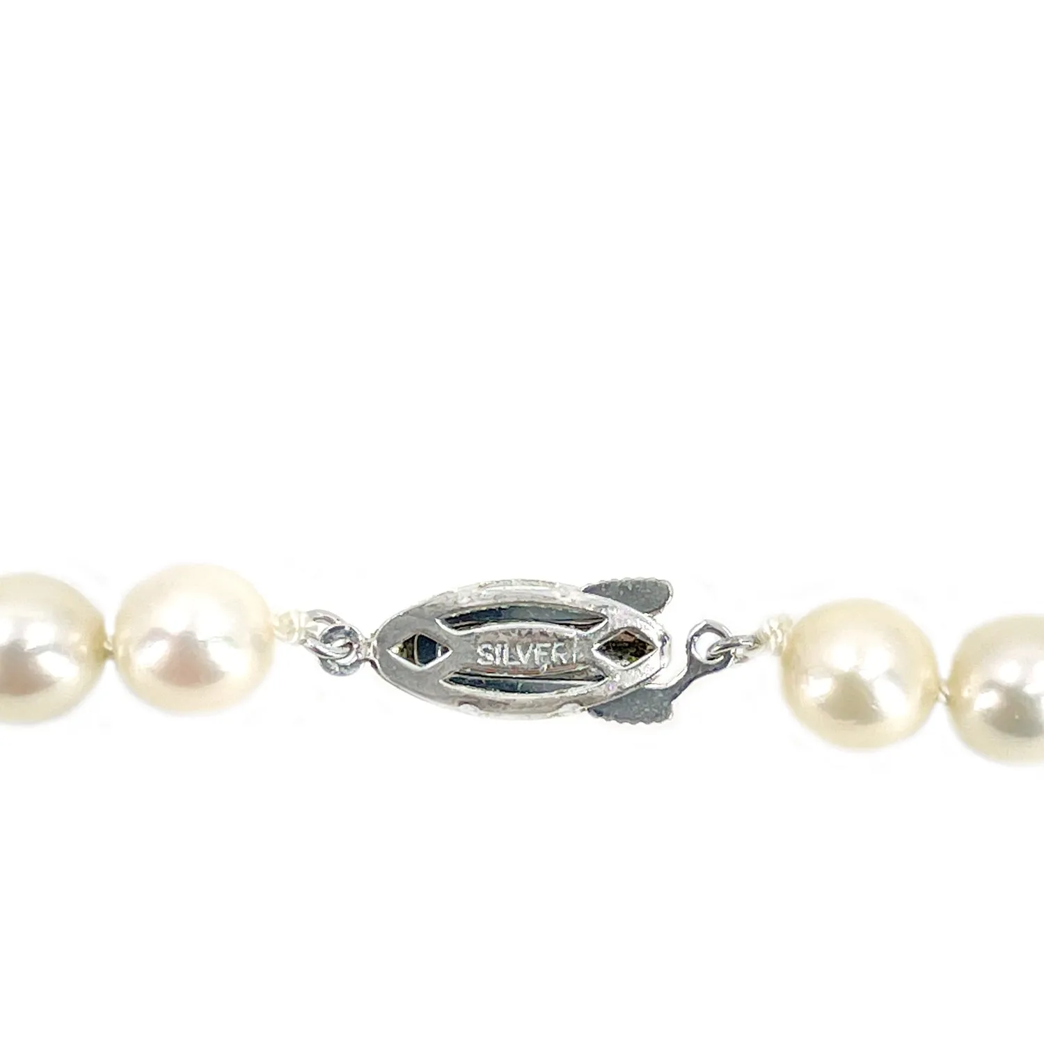 Large Semi-Baroque Vintage Japanese Saltwater Cultured Akoya Pearl Necklace - Sterling Silver 18 Inch