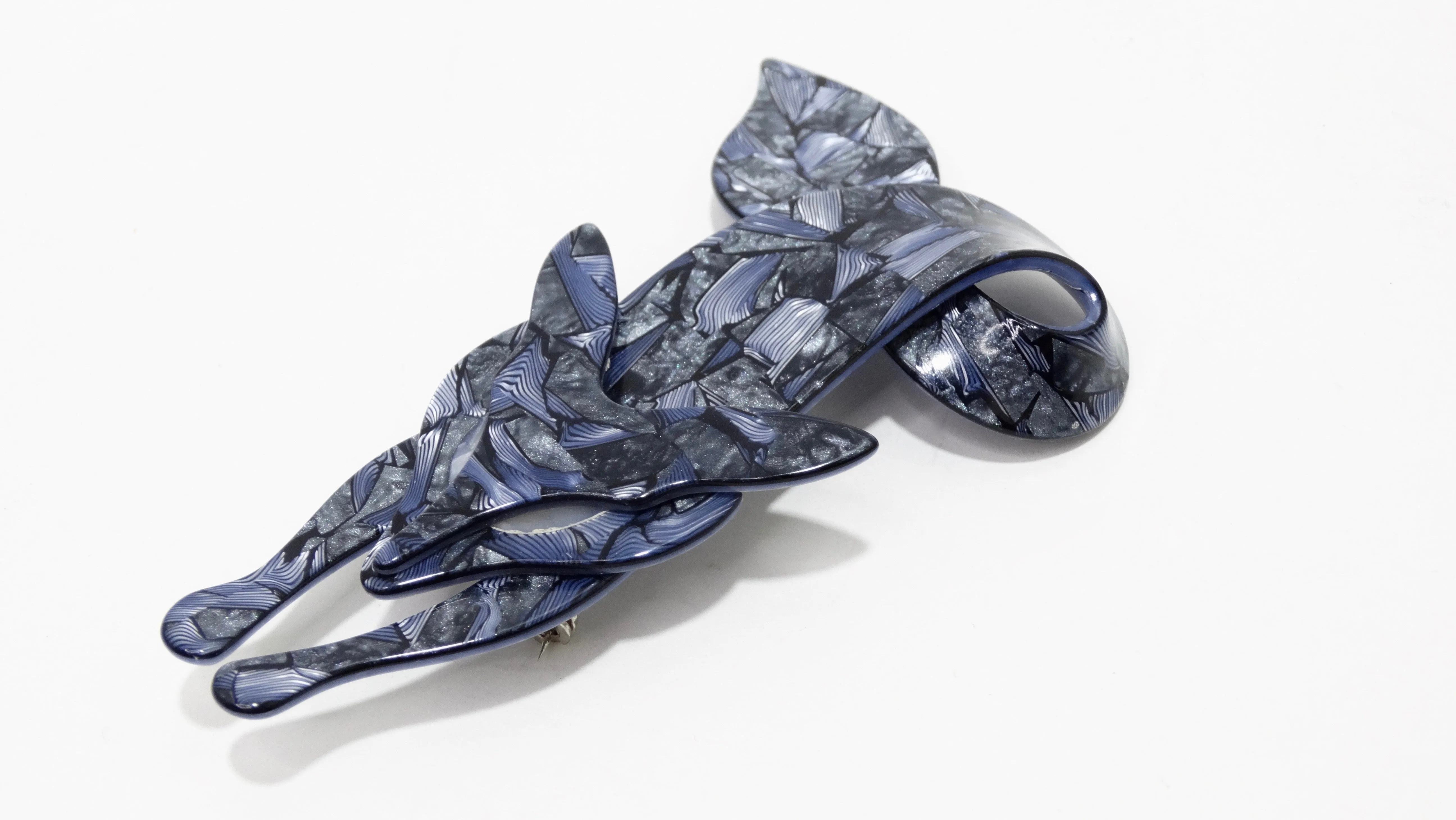 Lea Stein Blue Mosaic Brooch