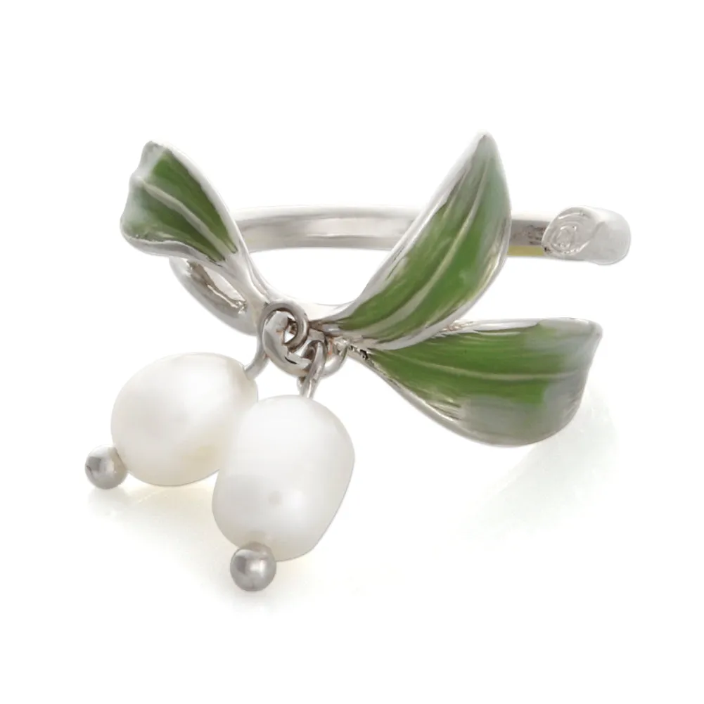 Leaves and Pearls Adjustable Ring