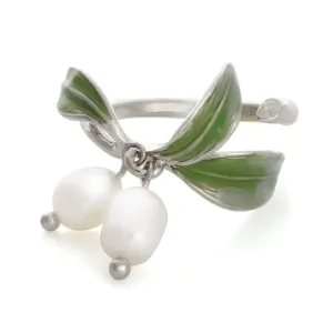 Leaves and Pearls Adjustable Ring