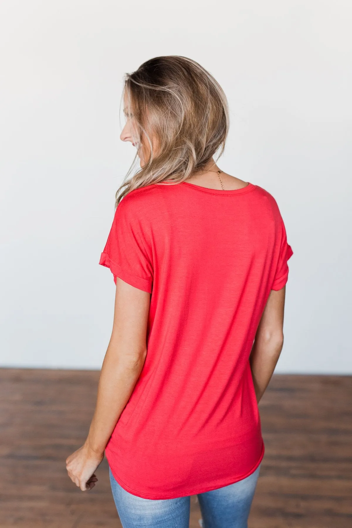 Life's Thrills Color Block Top- Vibrant Coral