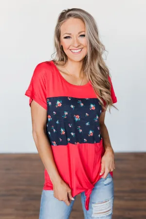 Life's Thrills Color Block Top- Vibrant Coral