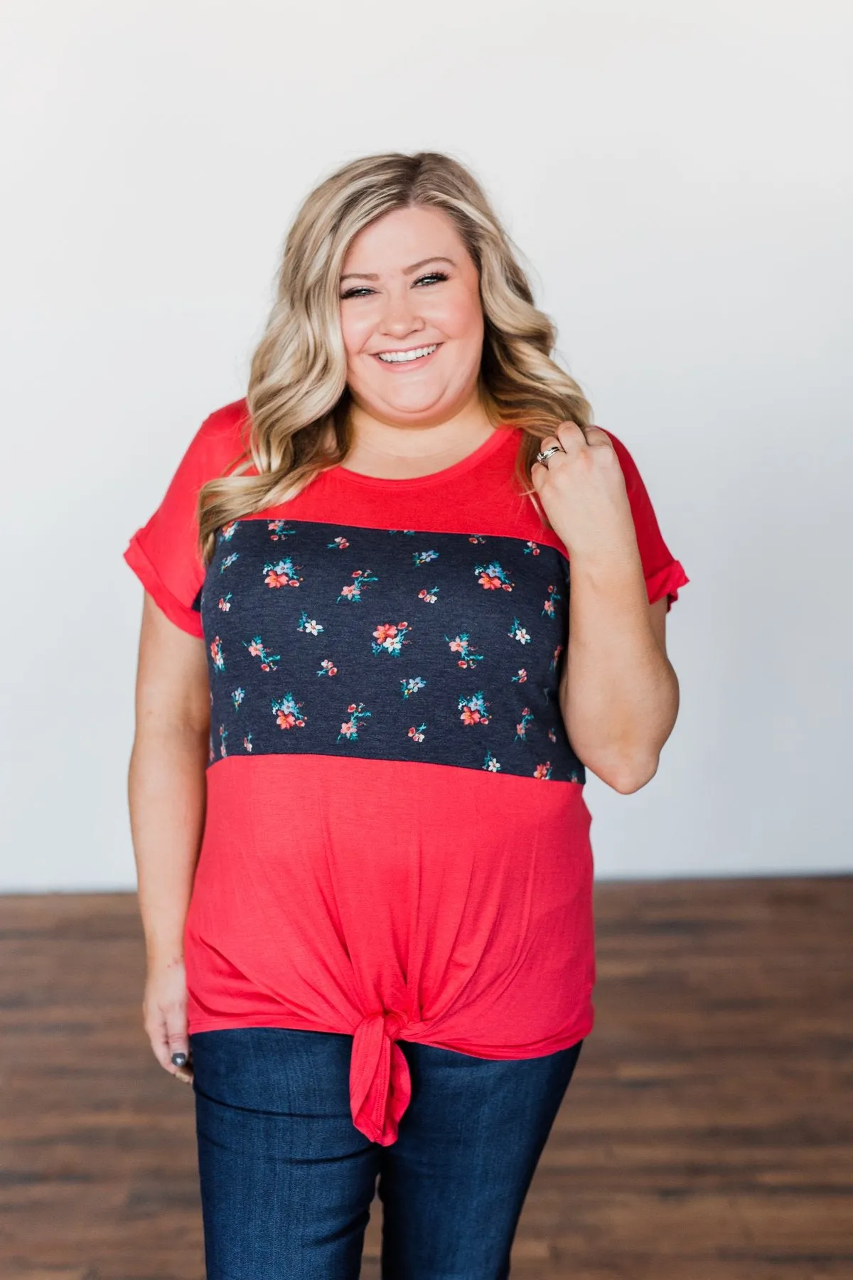 Life's Thrills Color Block Top- Vibrant Coral