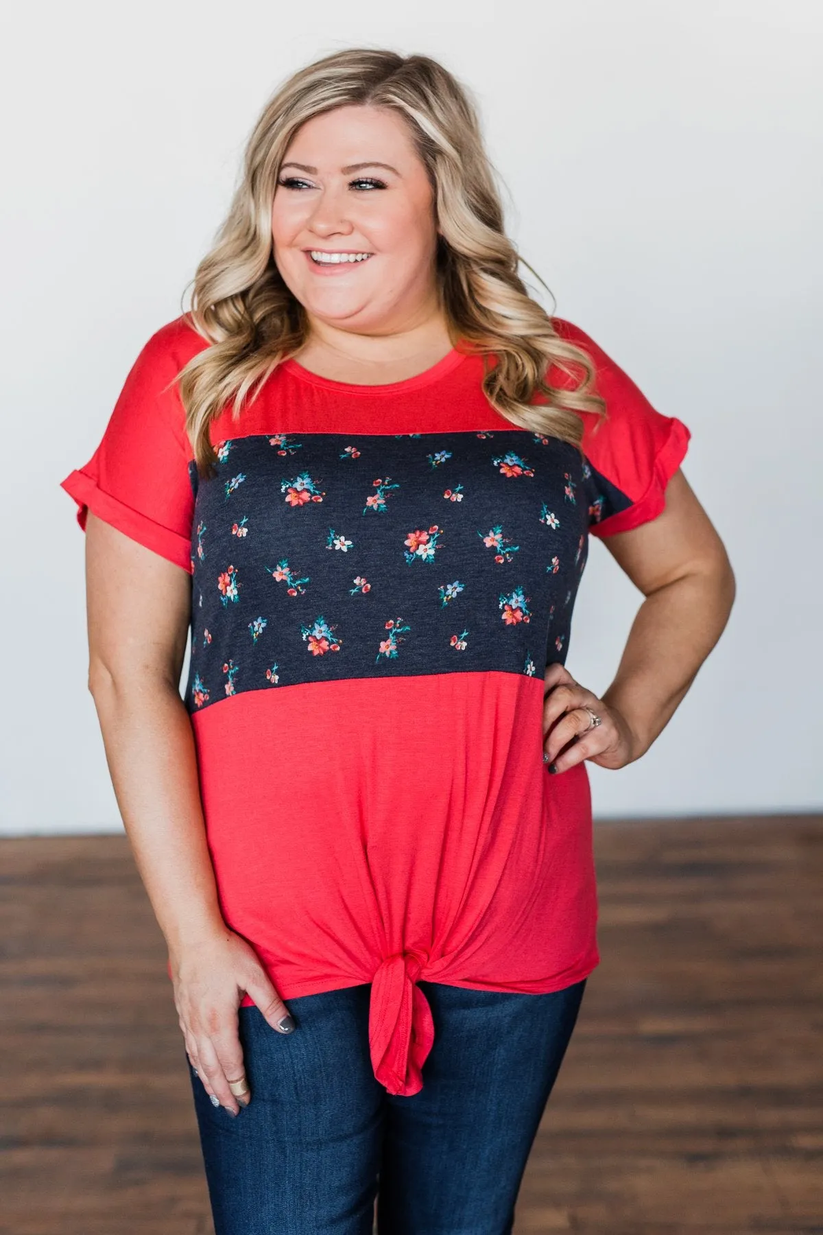 Life's Thrills Color Block Top- Vibrant Coral