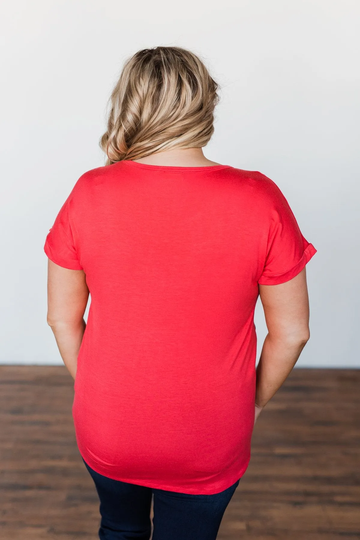 Life's Thrills Color Block Top- Vibrant Coral