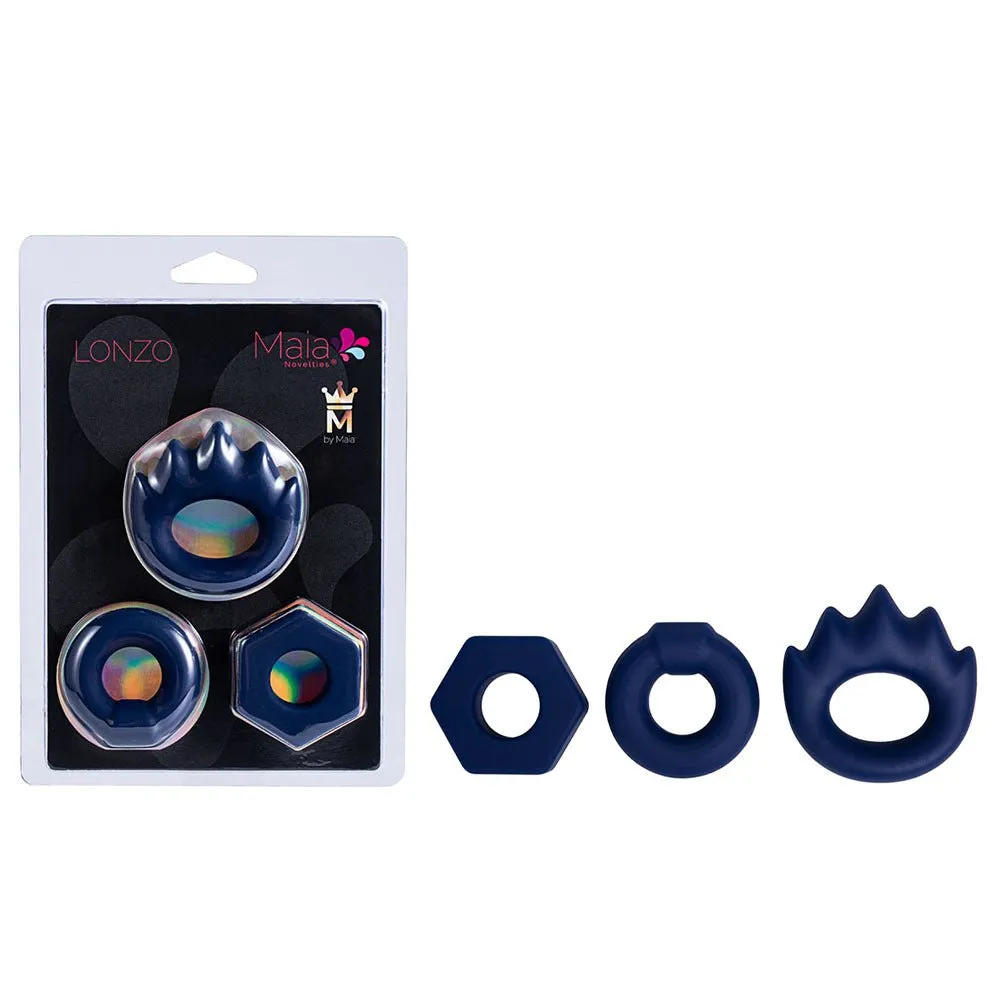Maia Lonzo Silicone Cock Rings Set  - Blue