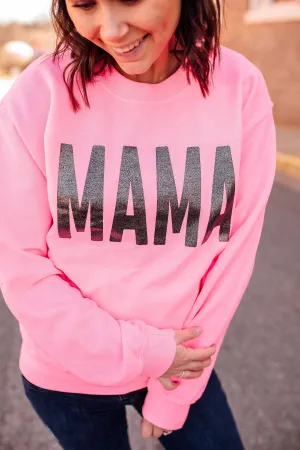 MAMA Bold © Unisex Crewneck Sweatshirt (Neon Pink   Black Glitter)