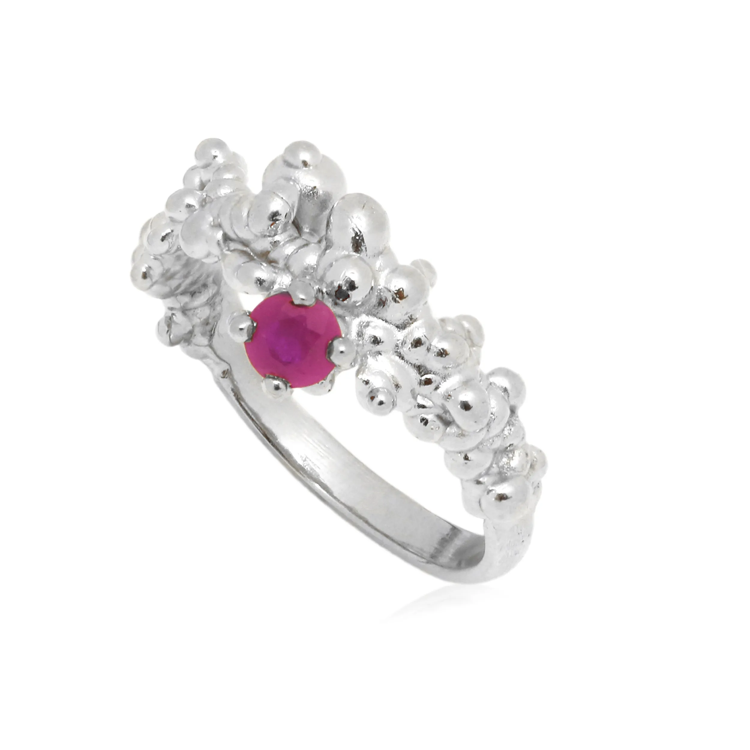 Mammatus Silver Ring with Ruby