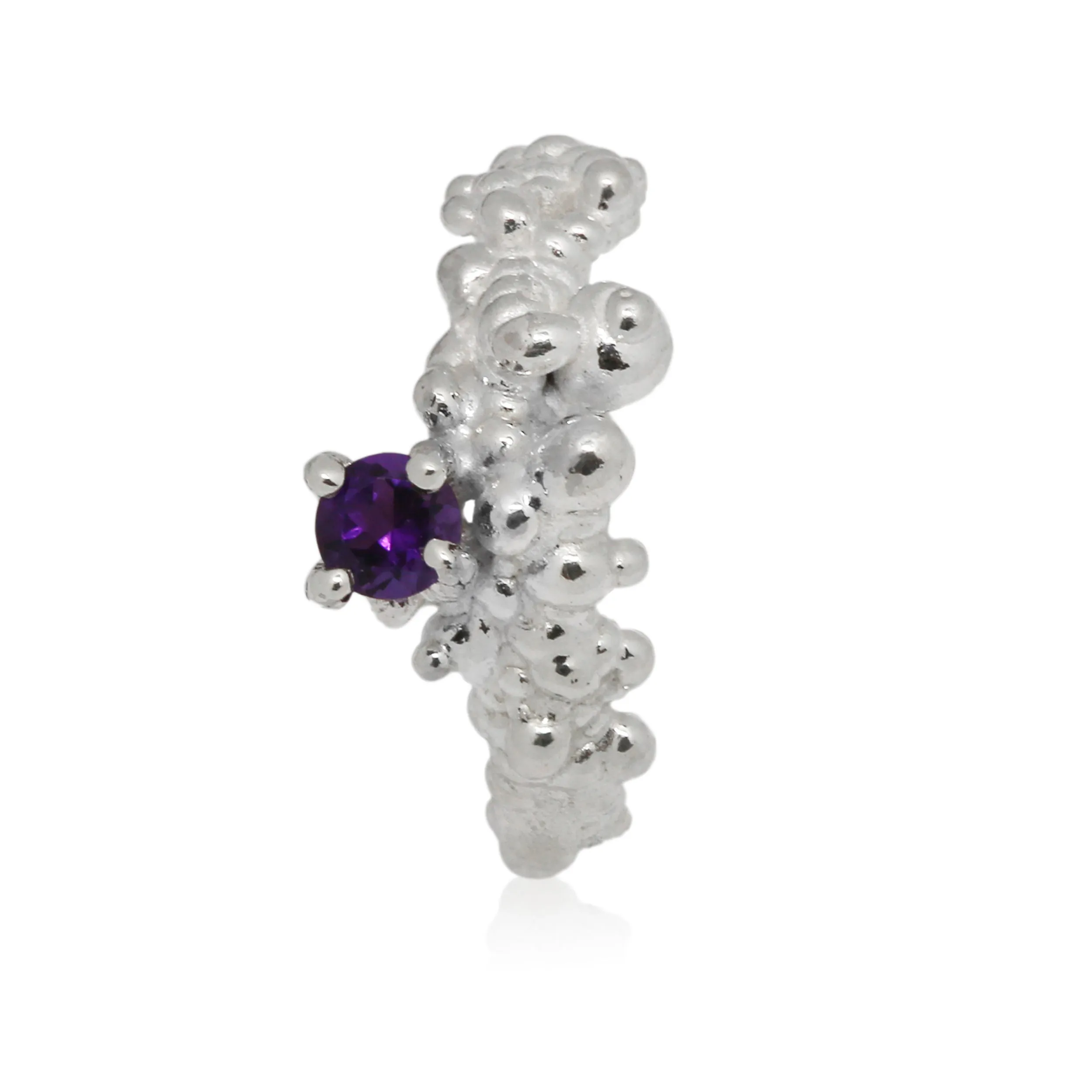 Mammatus Silver Ring with Violet Amethyst