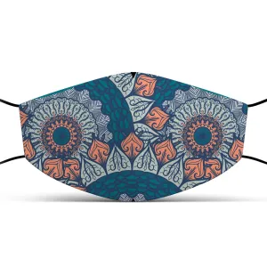 Mandala Blue face mask with pocket