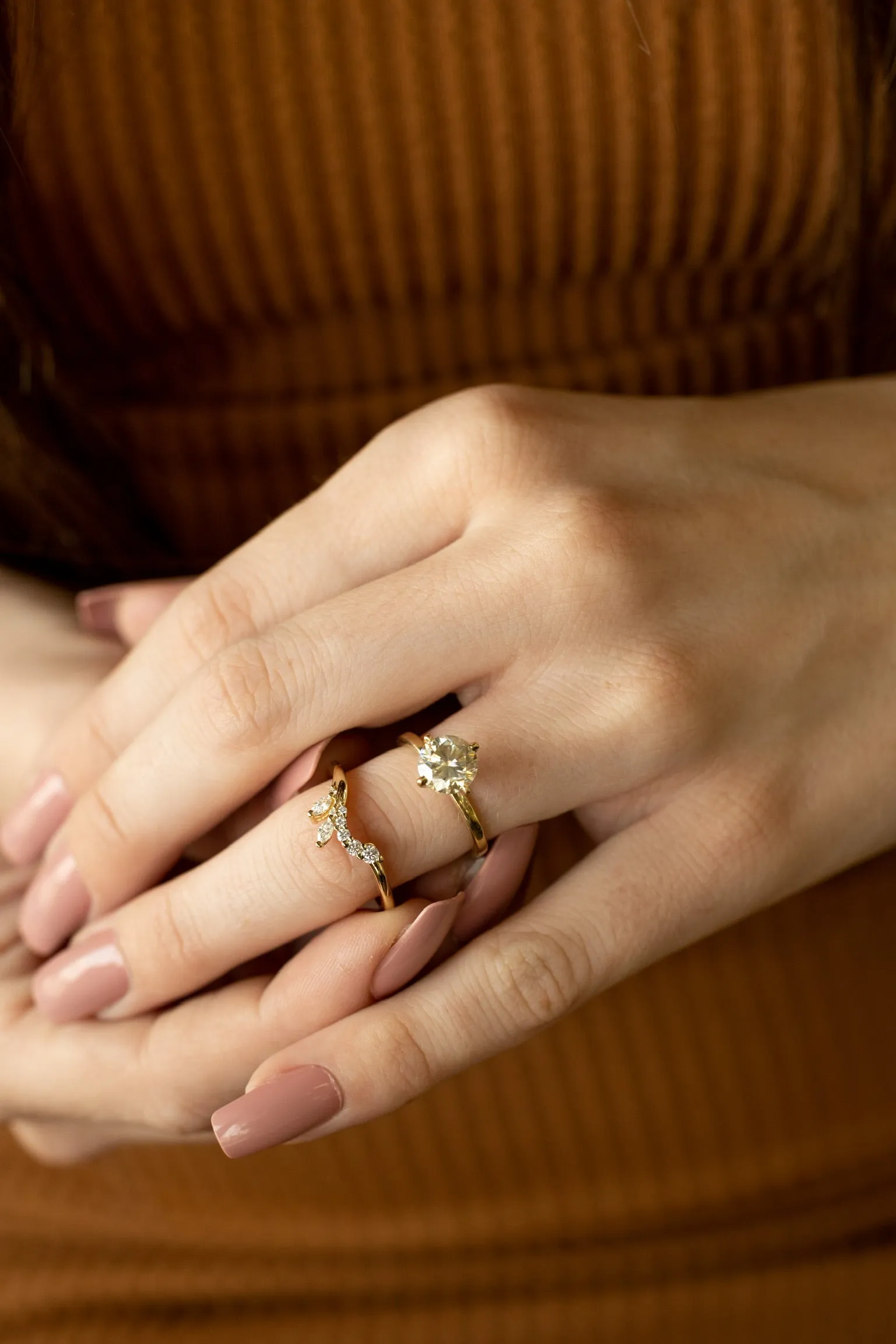 Marquise Leaves and Diamond Vine Wrap Ring
