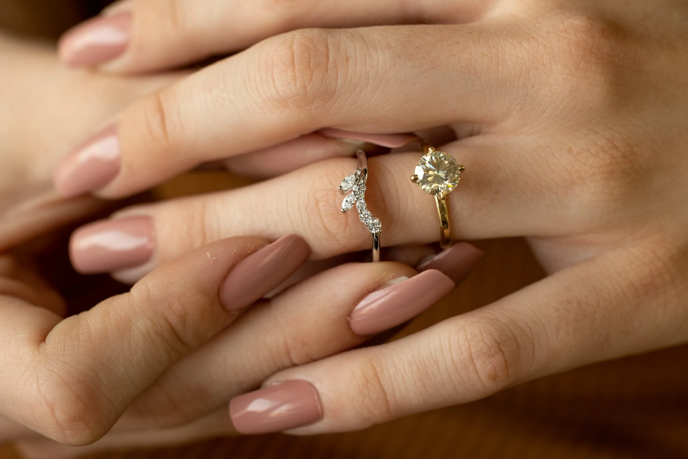 Marquise Leaves and Diamond Vine Wrap Ring