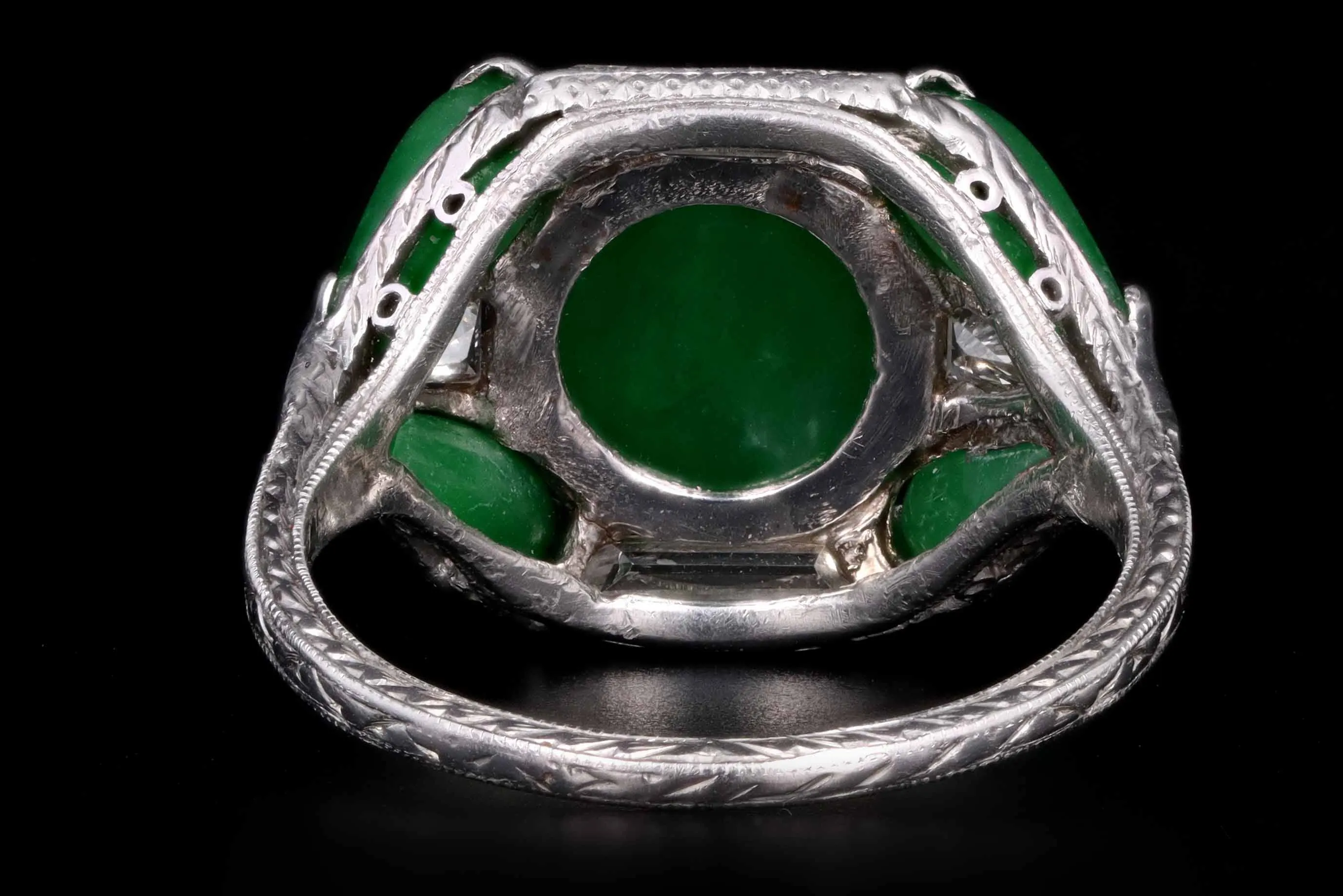 Marsh & Co. Art Deco Platinum Jadeite And Diamond Ring