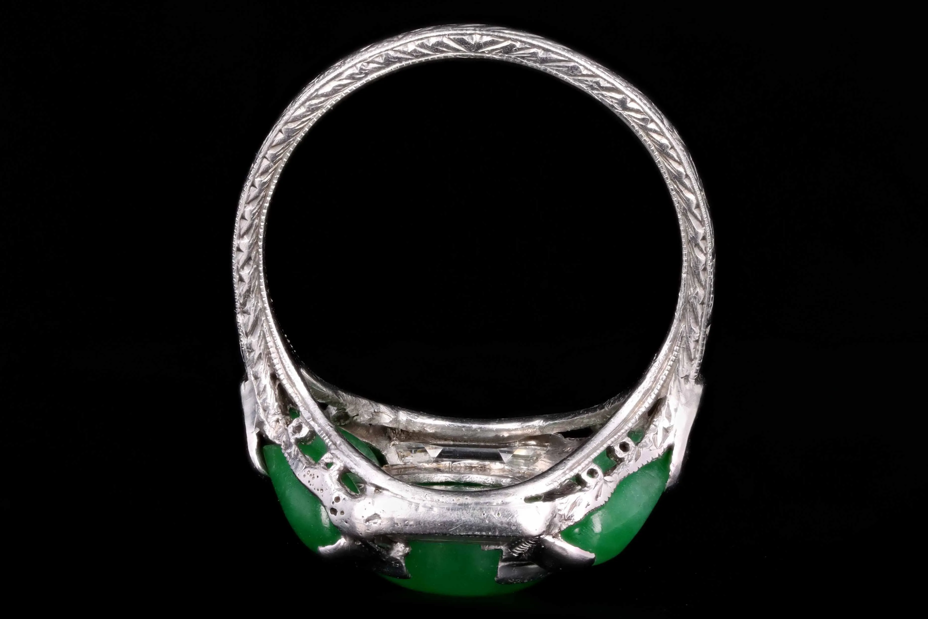 Marsh & Co. Art Deco Platinum Jadeite And Diamond Ring