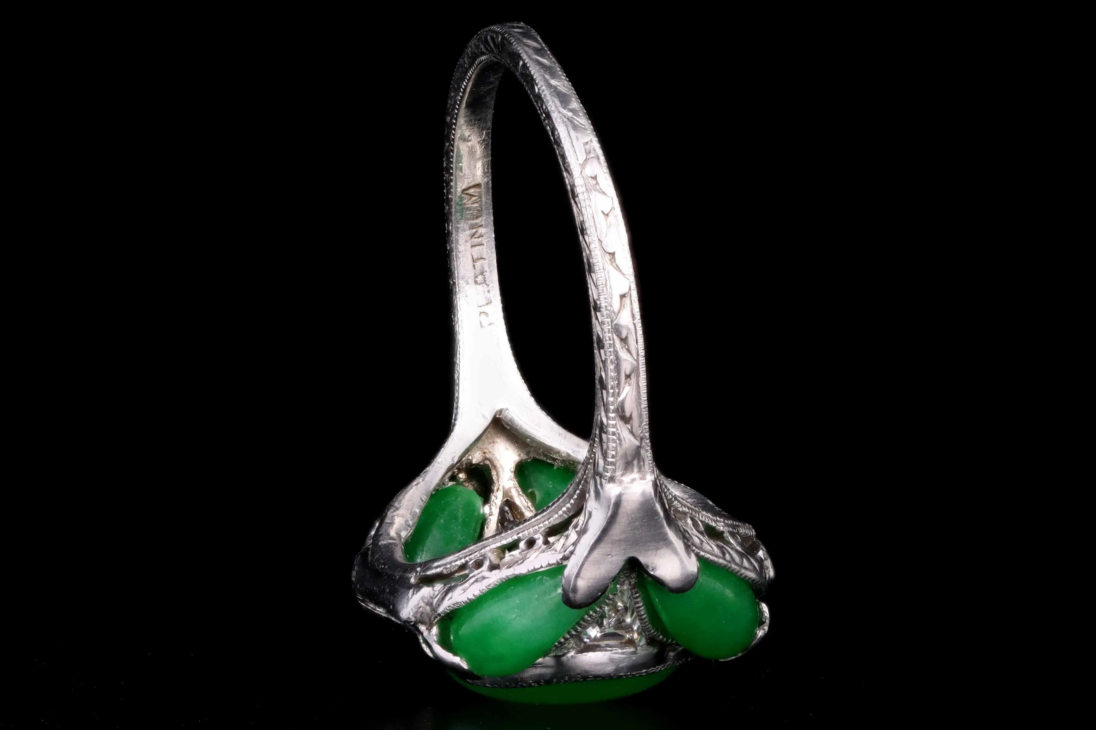 Marsh & Co. Art Deco Platinum Jadeite And Diamond Ring